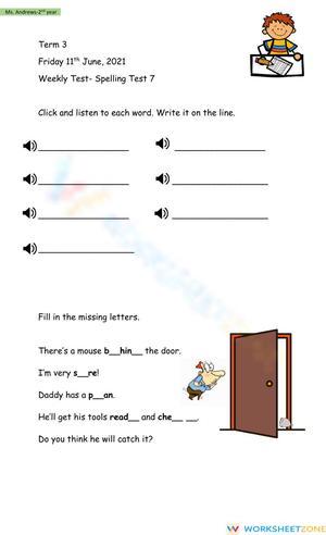 Essential Grade 2 Spelling Test | Printable Weekly 7