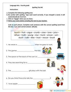 Essential Grade 4 Spelling Worksheet | Printable Test #6