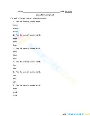 Printable Week 17 Spelling Test | Grade 3 & 4 ELA Ready