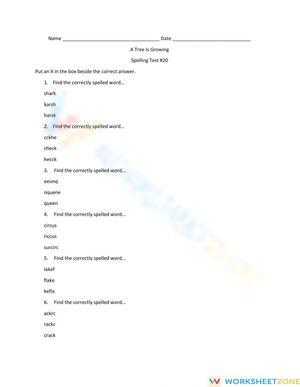 Grade 3 Spelling Test | Printable Aligned ELA Worksheet