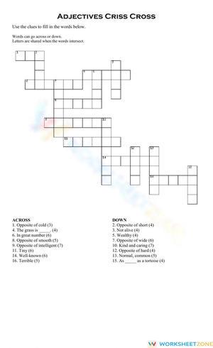Adjectives Criss cross