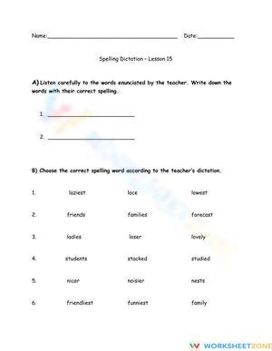 Grade 4 Spelling Dictation — Printable No-Prep Worksheet