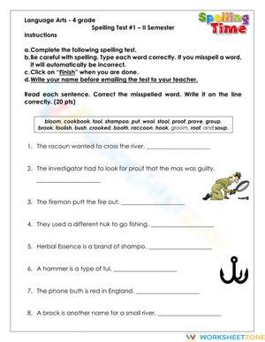 Grade 4 Spelling ou and oo — Essential No-Prep Worksheet