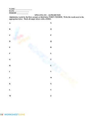 Printable Alphabetizing Practice | College English Spelling