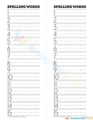 Printable 15-Word Spelling Test Template | Grade 1 ELA