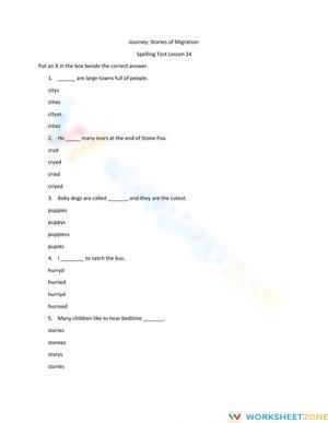 Journey: Stories of Migration Spelling Test