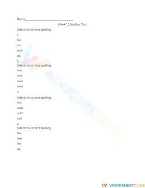 Week 10 Spelling Test