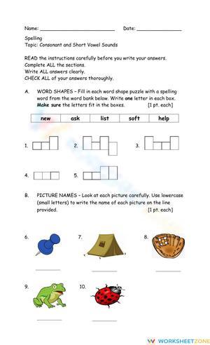Printable Spelling Review Worksheet | Grade 2 ELA
