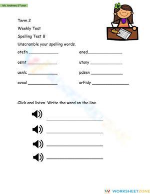 Essential Grade 2 Spelling Test 8: Printable Phonics Task