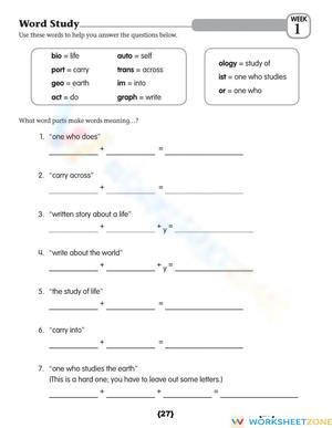 Essential Greek and Latin Roots Worksheet | Grade 6 ELA