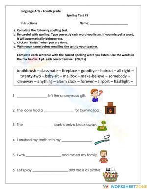 Compound Words Spelling Test and Sentence Completion