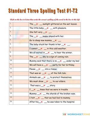 Essential Grade 3 Spelling Test: L.3.2 Aligned Worksheet