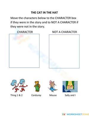 Printable Cat in the Hat Characters Worksheet | Grade 1 ELA