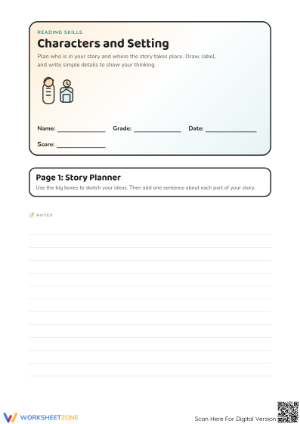 Printable Character and Setting Worksheet | Grade 2-3 ELA