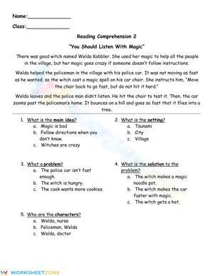 Reading comprehension - Follow directions