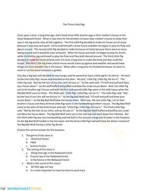 Parts of a Story in -Three Little Pigs-