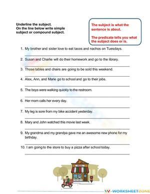 Identify Subject and Predicate Practice