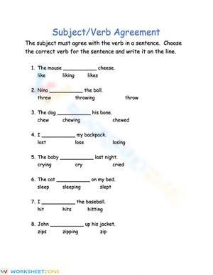 Essential Subject-Verb Agreement Worksheet | Grades 1-3