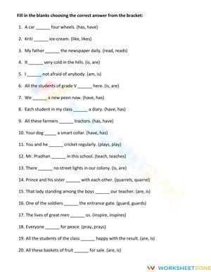 Subject-Verb Agreement Assessment