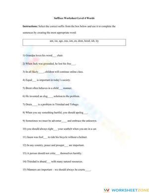 Printable Suffixes Worksheet | Grade 4 & 5 ELA Aligned