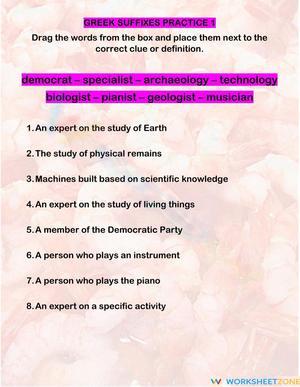 Greek Suffixes Practice 1