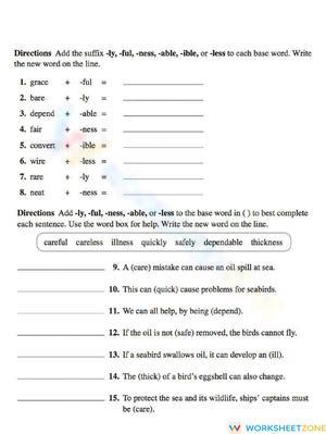 Essential Suffixes Worksheet | Grade 4 ELA Printable