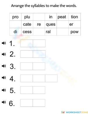 Printable Syllables Worksheet: Words 13-18 | Grade 4 Aligned