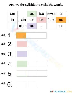 Printable Syllables Worksheet | Grade 3-4 Phonics Practice