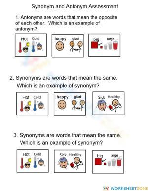 Printable Synonym and Antonym Assessment | Grade 4 Aligned