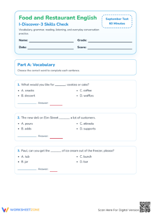 Essential Grade 1 ELA Test Mix: Printable September Assessment