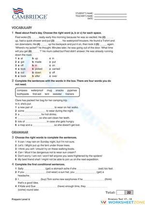 Progress Test 5 Units 17 - 19
