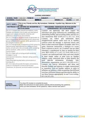Essential I.EFL.4.11.1 Worksheet: Grade 8 English Term Test
