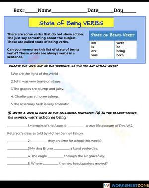 State of Being Verbs cw