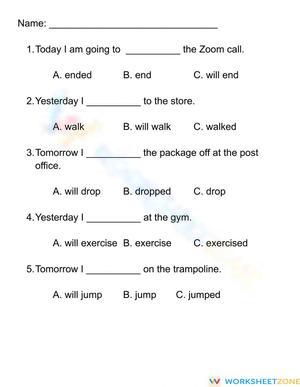 L.1.1.E Worksheet: Verb Tenses — Grade 1-2 Aligned