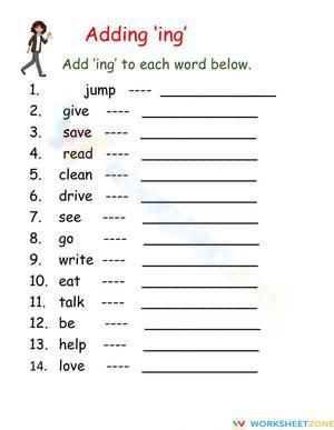 Adding -ing Suffix Worksheet | Essential Grade 1 ELA