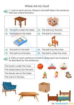 Essential Prepositions Worksheet | Kindergarten ELA Ready