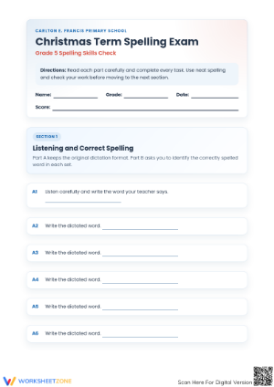 Essential Grade 5 Spelling Exam | Aligned Assessment