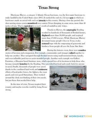 TEKS 7.2B Assessment: Essential Context Clues Practice