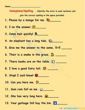Homophone -Spelling Activity