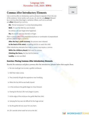 Grade 5 Introductory Commas — Printable No-Prep Worksheet