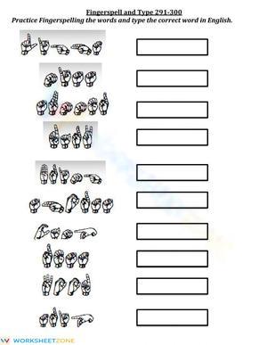 Fingerspell and type 291-300