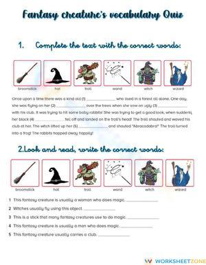 Magic Creatures Vocabulary