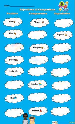 Printable Adjectives of Comparison Worksheet | Grade 3 ELA