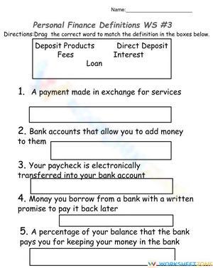 Personal Finance - Definitions WS 3