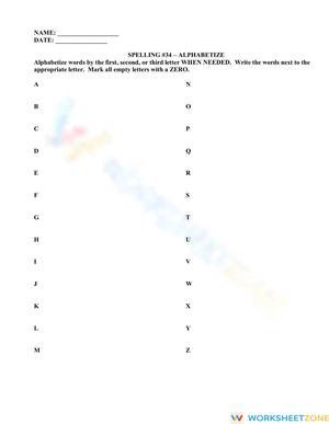 Printable Alphabetizing Worksheet | College ELA Essential