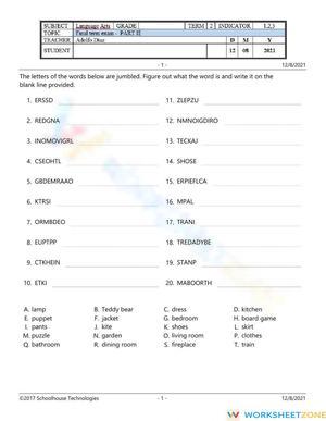 Unscramble the words