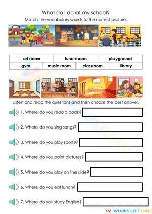 Essential School Vocabulary Worksheet | Kindergarten Ready