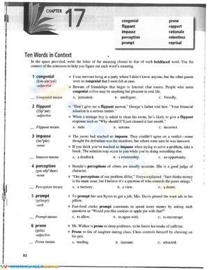 Essential Vocabulary from Context Worksheet | Grade 10 ELA