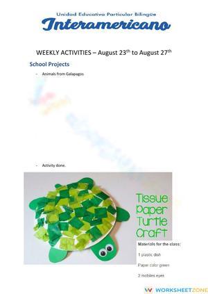 Weekly activities week 16
