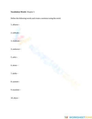 Anthem Vocabulary Worksheet | Grade 9 Essential Printable